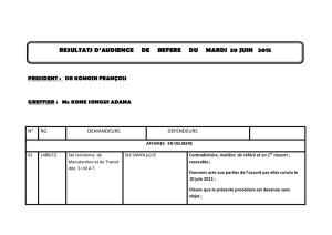 resultats d`audience de refere du mardi 30 juin 2015