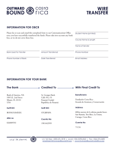 Wire Transfer - Outward Bound Costa Rica