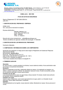 GOMA LACA MG11500 FICHA DE DATOS DE SEGURIDAD Según