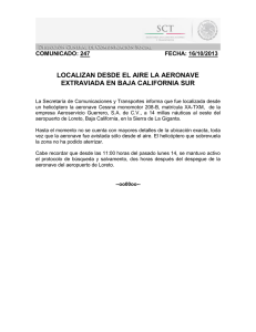 localizan desde el aire la aeronave extraviada en baja california sur