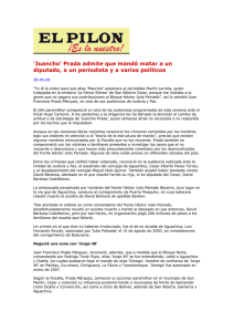 `Juancho` Prada admite que mandó matar a un diputado, a un