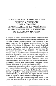 ACERCA DE LAS DENOMINACIONES "CULTO" Y "POPULAR" Y