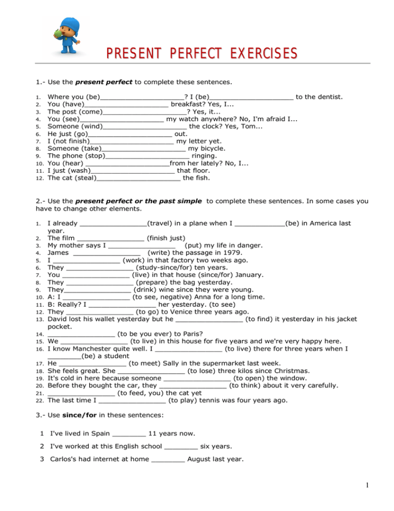 present perfect exercises