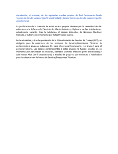 Aprobación, si procede, de las siguientes escalas propias de PAS