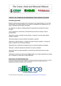 TARJETA DE CONSEJOS DE SEGURIDAD PARA GRÚAS