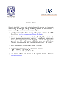 CONVOCATORIA El comité editorial de la Revista de Investigación