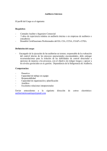 Auditores Internos El perfil del Cargo es el siguiente: Requisitos