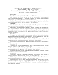 syllabus of mathematics for economics i