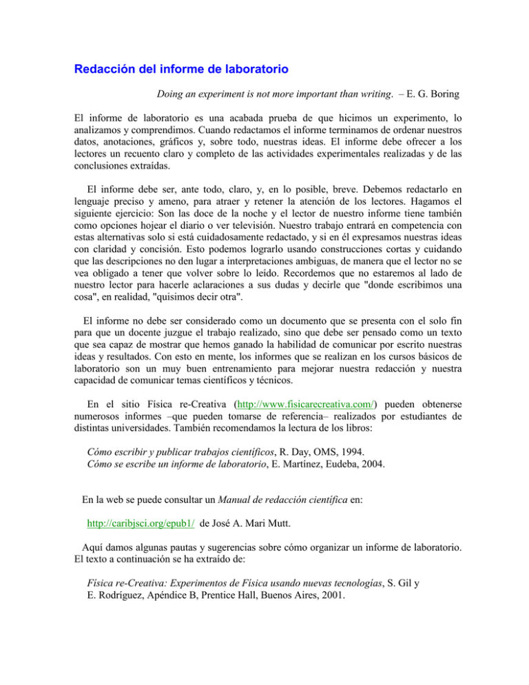 El Informe De Laboratorio