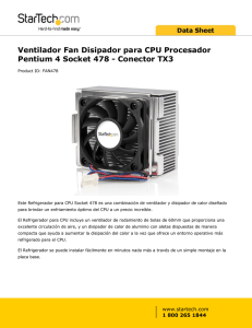 Ventilador Fan Disipador para CPU Procesador Pentium 4 Socket 478