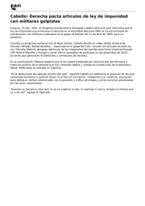 Derecha pacta artículos de ley de impunidad con militares golpistas