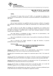 RES. DIR. Nº 737/15 - Colegio de Profesionales de la Agronomía de