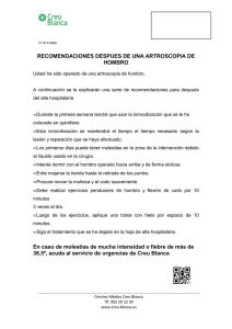 RECOMENDACIONES DESPUES DE UNA ARTROSCOPIA DE