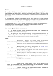 SISTEMAS EXPERTO Se considera el “sistema experto” como una