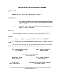 ASAMBLEA LEGISLATIVA - REPUBLICA DE EL SALVADOR