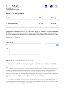 Solicitud de baja colegial - Colegio Oficial de Arquitectos de Gran