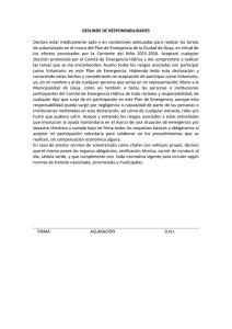 DESLINDE DE RESPONSABILIDADES Declaro estar médicamente