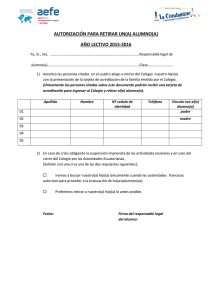 Autorización Retiro Alumno Colegio 2015-2016