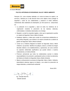 POLITICA INTEGRADA DE SEGURIDAD, SALUD Y MEDIO