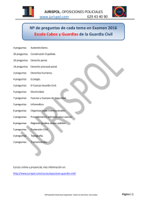 Nº de preguntas de cada tema en Examen 2016 Escala Cabos y