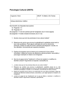 Examen, 26976 Psicologia Cultural 1ª Conv, 15-18, Aules 5-6