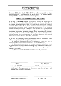 DECLARACION JURADA (Artículos 33 y 34 Ley - Portal e