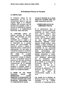 El Embarazo Precoz en Panamá