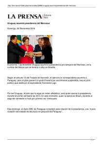 Uruguay asumirá presidencia del Mercosur