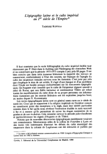 L`épigraphie latine et le culte impérial ate .V~ siécle de l`Empire*