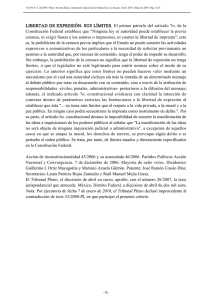 LIBERTAD DE EXPRESIÓN. SUS LÍMITES. El primer párrafo del
