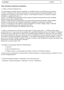 NOMBRE: CURSO: Tema: Liberalismo, romanticismo, nacionalismo