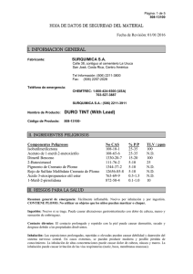 hoja de datos de seguridad del material