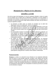 Manipulación e Higiene de los alimentos: utensilios y - Nutri