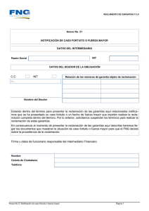 notificación de caso fortuito o fuerza mayor