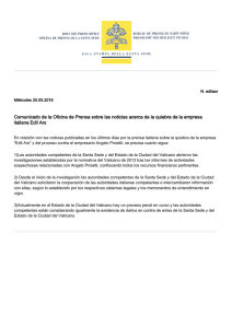 Comunicado de la Oficina de Prensa sobre las noticias