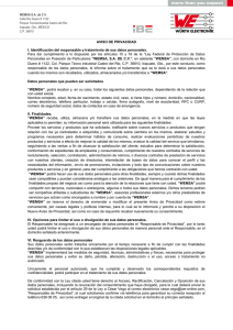 AVISO DE PRIVACIDAD I. Identificación del responsable y