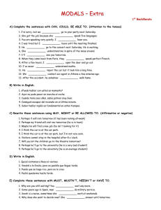 Modal Verbs Worksheet: English Grammar Practice
