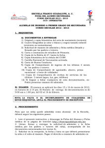 ESCUELA FRANCO GUADALUPE, A. C. ALUMN@S DE INGRESO