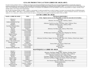 GUIA DE PRODUCTOS LACTEOS LIBRES DE rBGH (rBST) LECHE