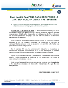 dian lanza campaña para recuperar la cartera morosa de iva y