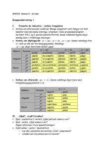 • Verbos con diptongación: -o- > -ue-, -e- > -ie-, -u- > -ue