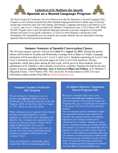 Spanish as a Second Language Program Summer Semester of