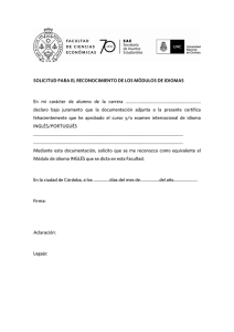 SOLICITUD PARA EL RECONOCIMIENTO DE LOS MÓDULOS DE