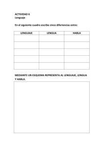 ACTIVIDAD 6 Lenguaje En el siguiente cuadro escribe cinco
