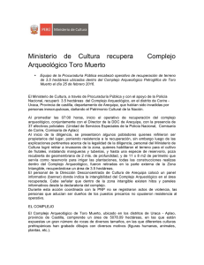 Ministerio de Cultura recupera Complejo Arqueológico Toro Muerto