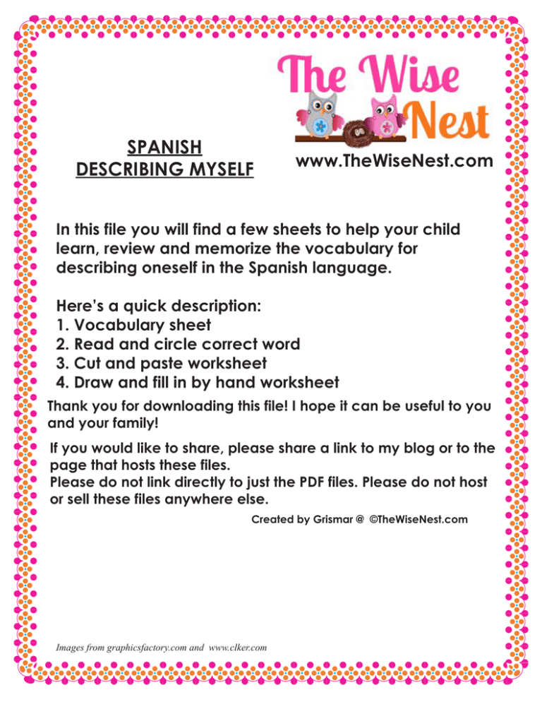 describing-myself-worksheets