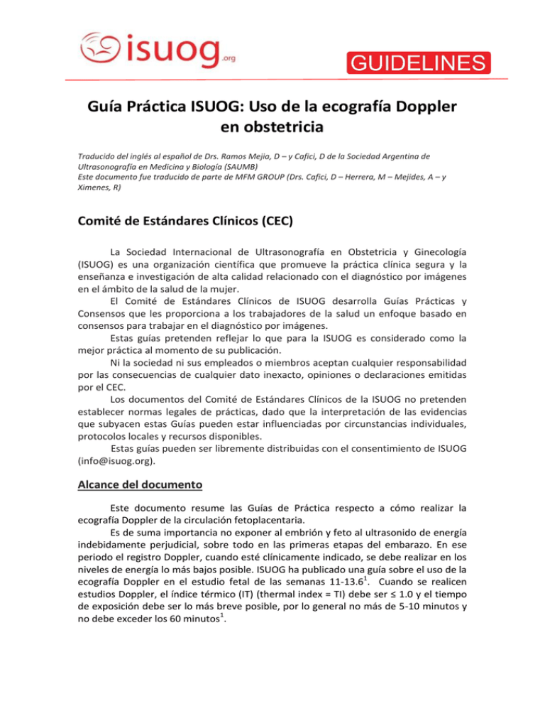 Guía Práctica ISUOG: Uso De La Ecografía Doppler En Obstetricia