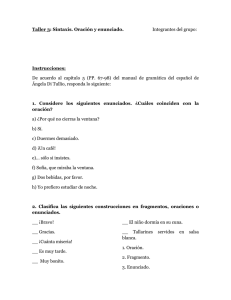 Taller 3: Sintaxis. Oración y enunciado