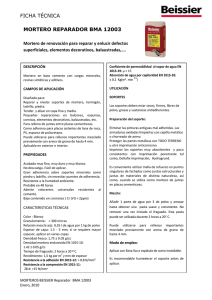 ficha técnica mortero reparador bma 12003