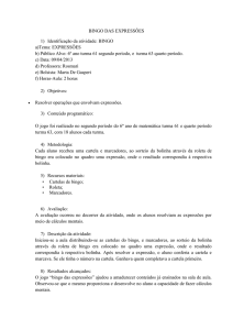 BINGO DAS EXPRESSÕES 1) Identificação da atividade